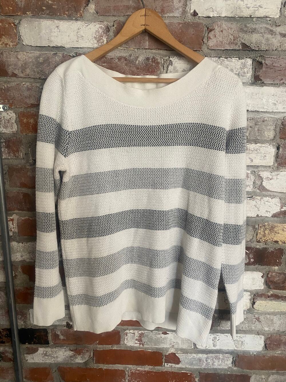 Market & Spruce Striped Boatneck Knit Sweater (Size M)
